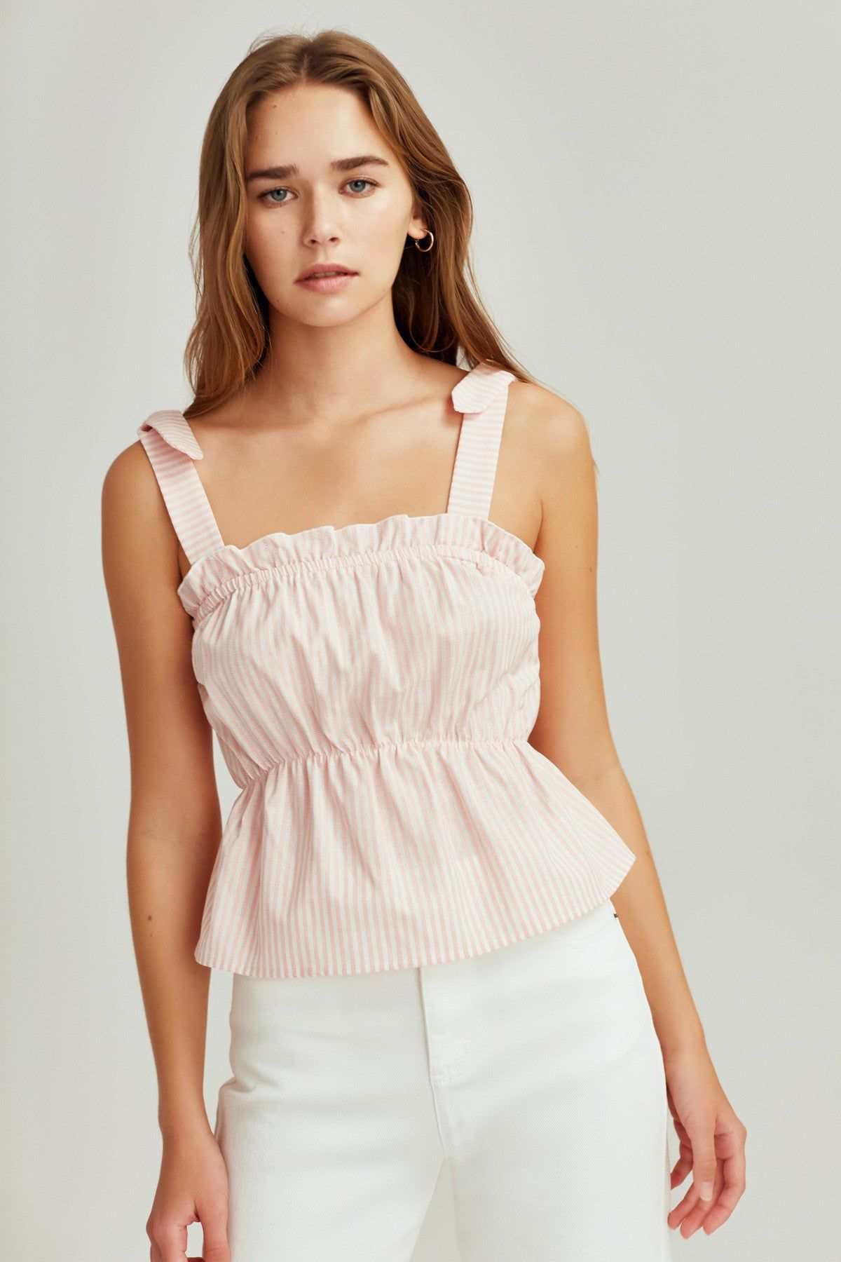 SAVANNAH STRIPE TOP red w white sold by The Fifth Label