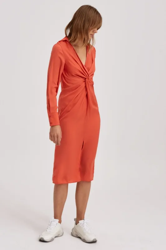 VALLEY MIDI DRESS orange sold by The Fifth Label