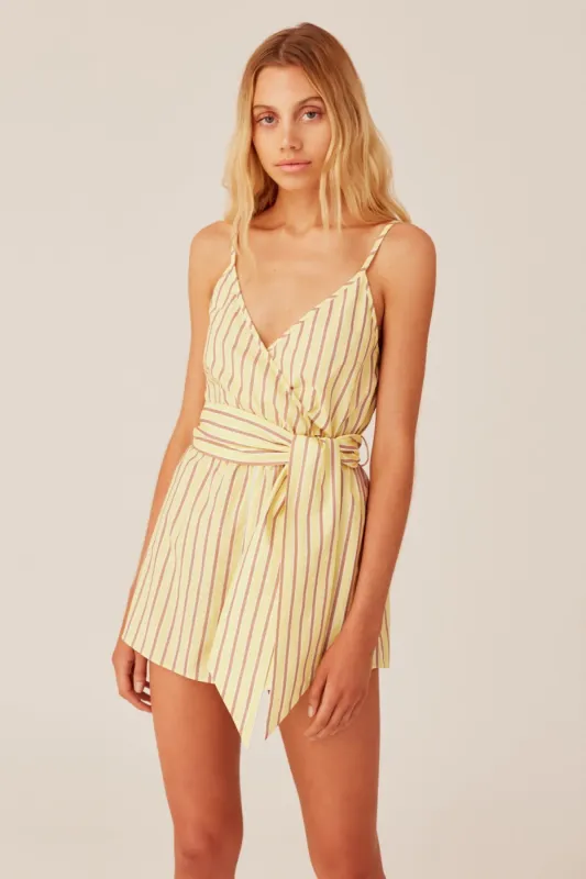 CHRONICLE STRIPE PLAYSUIT yellow w sand sold by The Fifth Label