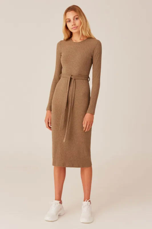 DURATION DRESS khaki marle sold by The Fifth Label