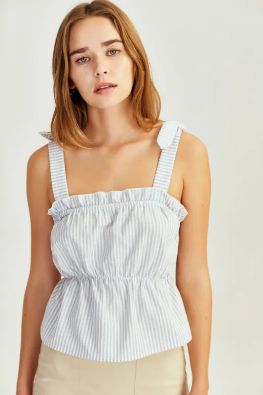 SAVANNAH STRIPE TOP blue w white sold by The Fifth Label