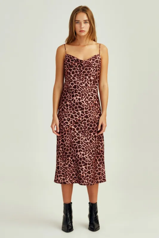 LEOPARD DRESS peach leopard sold by The Fifth Label