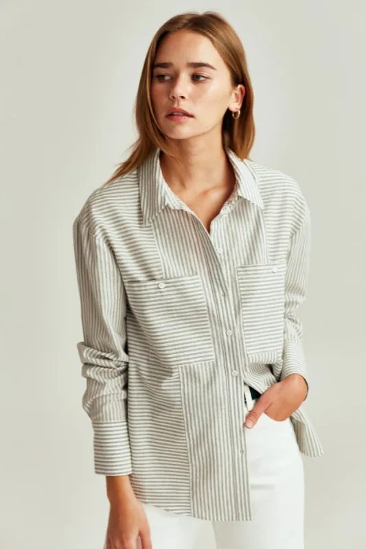 SAVANNAH STRIPE SHIRT black w white sold by The Fifth Label