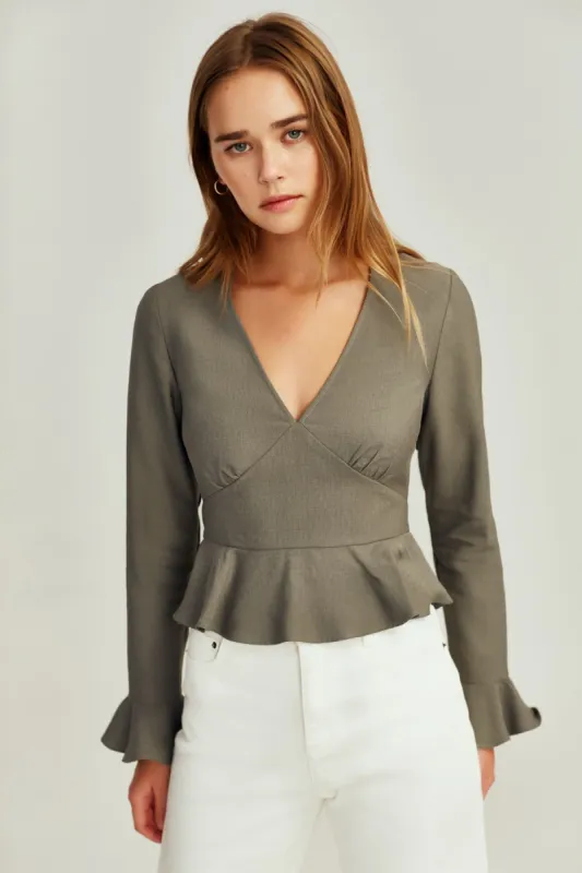 RESERVE LONG SLEEVE TOP sage sold by The Fifth Label