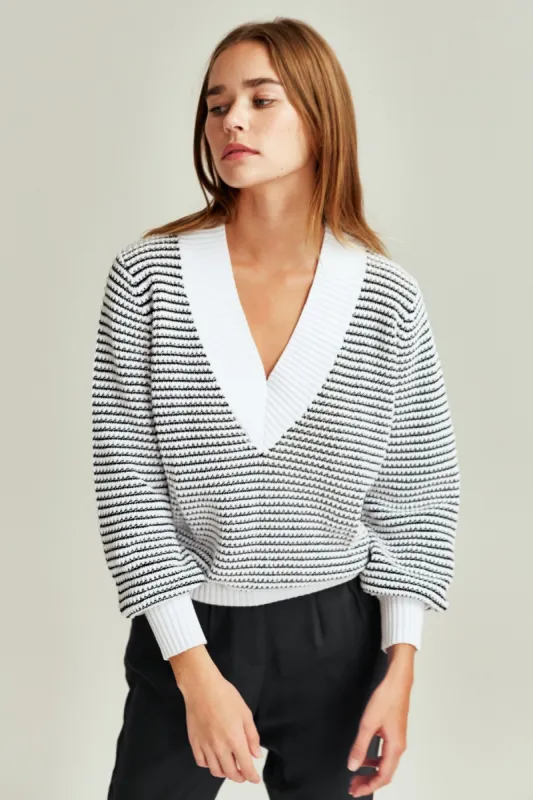 CLIMATIC KNIT black w white sold by The Fifth Label