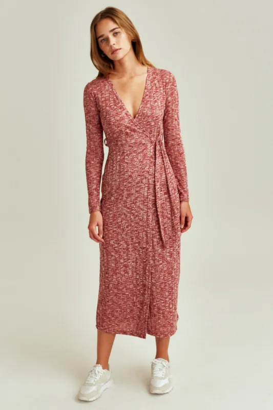 CARBON LONG SLEEVE DRESS mahogany sold by The Fifth Label