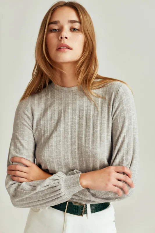 CARBON LONG SLEEVE TOP grey marle sold by The Fifth Label
