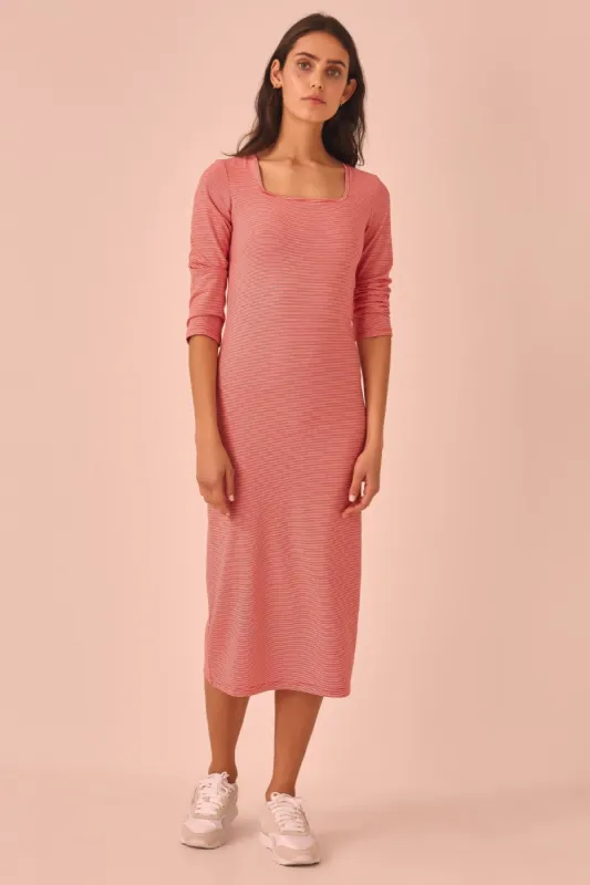 SCENIC STRIPE DRESS candy w red sold by The Fifth Label