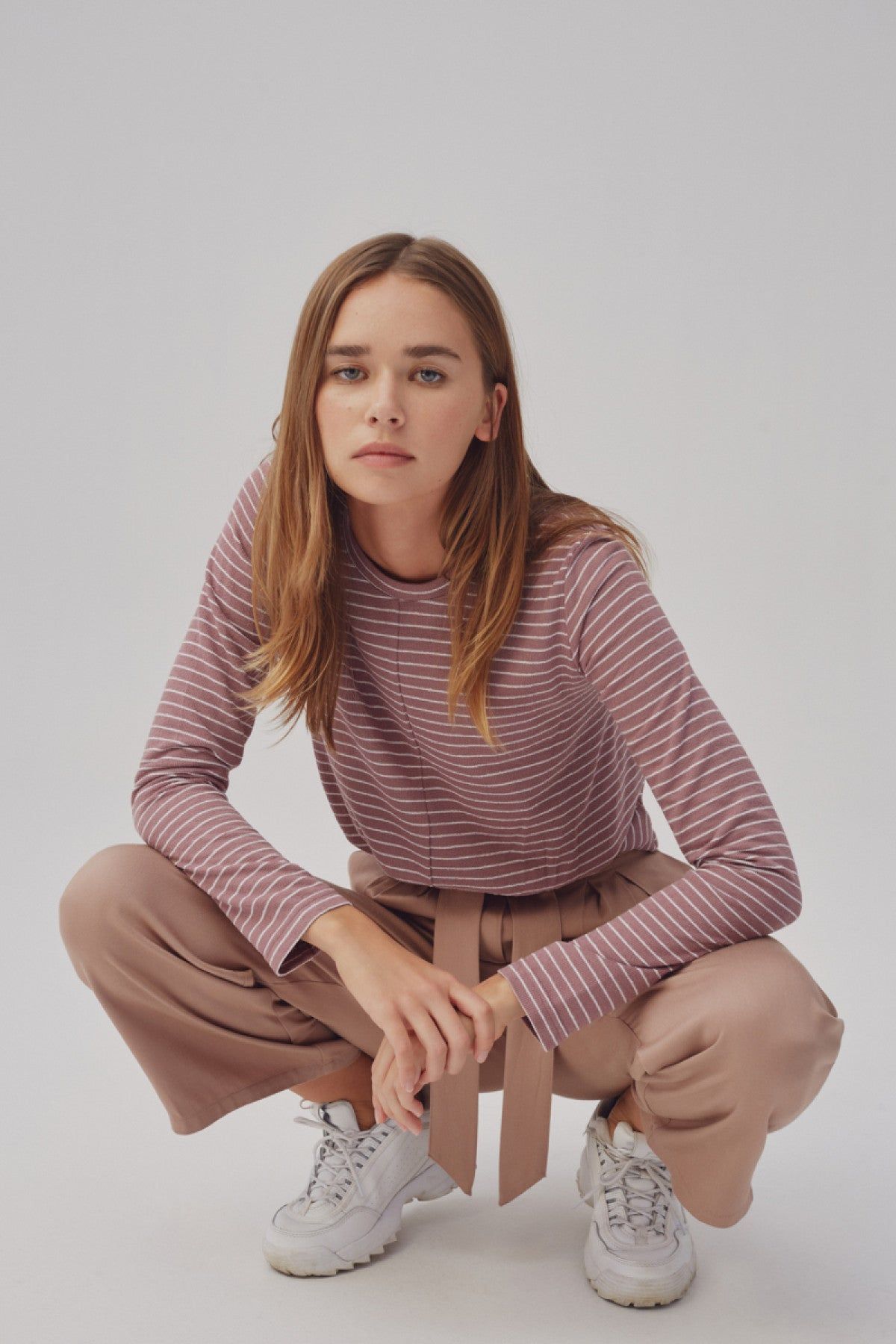 DIGITAL STRIPE TOP mauve w white sold by The Fifth Label product image thumbnail 4