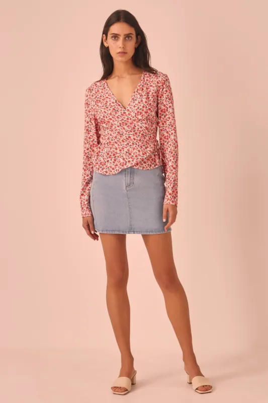 FRESCO LONG SLEEVE TOP white rosette sold by The Fifth Label