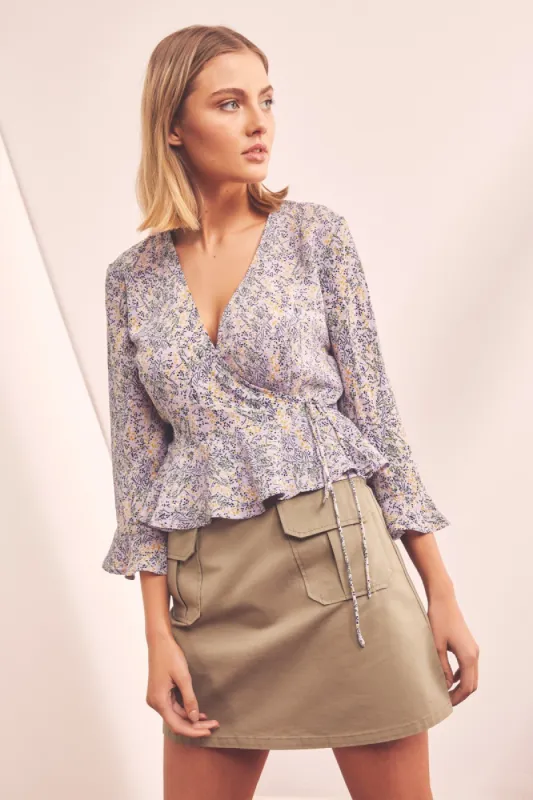 TOUR WRAP TOP lavender field sold by The Fifth Label