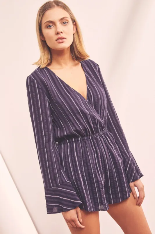 COAST STRIPE PLAYSUIT navy w white sold by The Fifth Label