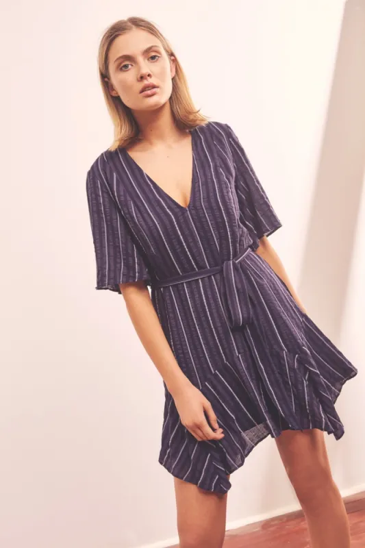 COAST STRIPE DRESS navy w white sold by The Fifth Label