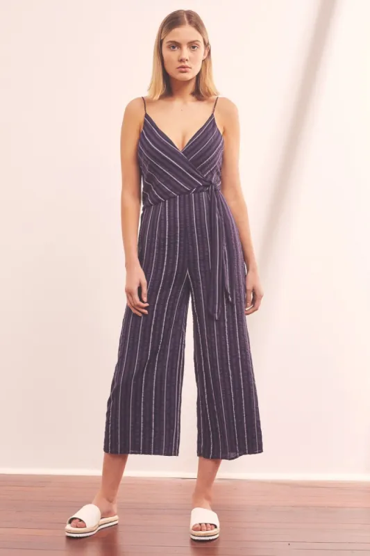COAST STRIPE JUMPSUIT navy w white sold by The Fifth Label