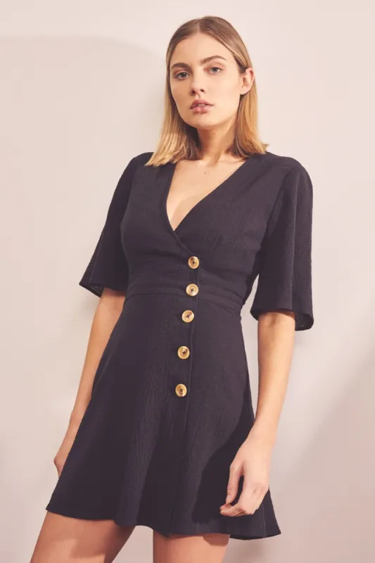 MOVEMENT WRAP DRESS black sold by The Fifth Label