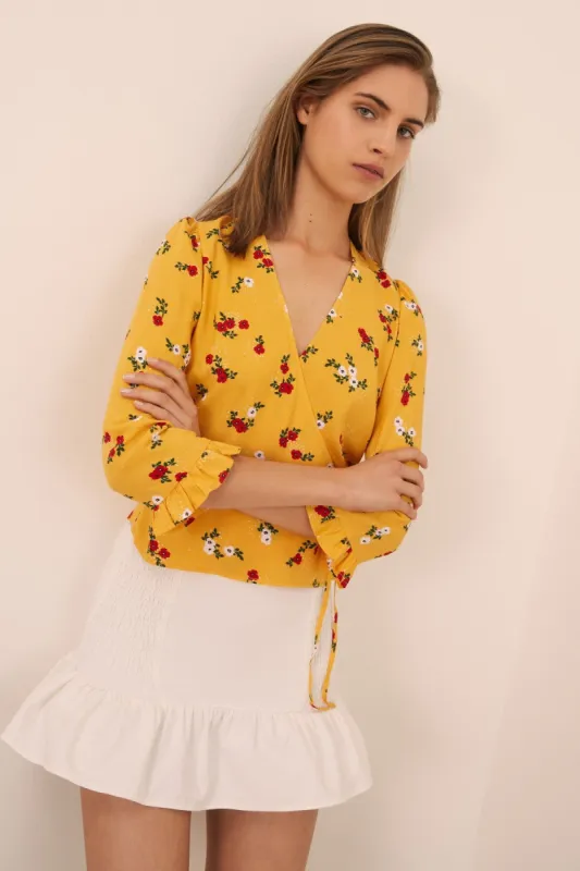 SUNNY LONG SLEEVE TOP honey floral sold by The Fifth Label
