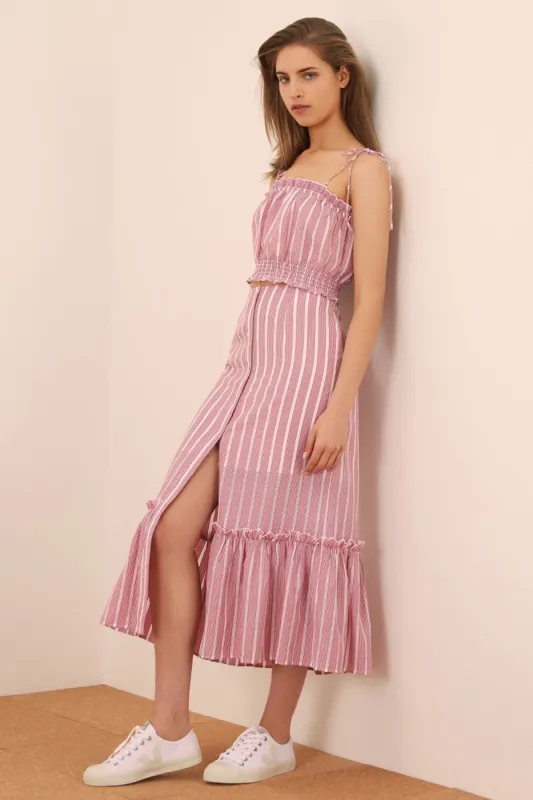 KITE STRIPE SKIRT red w white sold by The Fifth Label