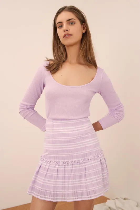 IVY STRIPE SKIRT lilac w white sold by The Fifth Label