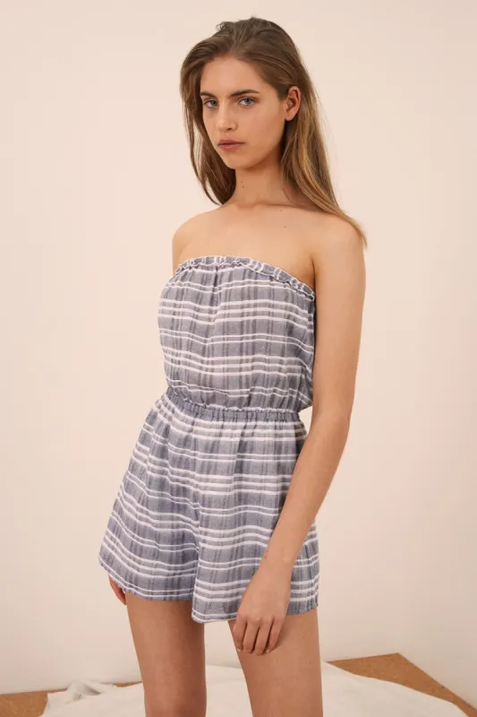 IVY STRIPE PLAYSUIT navy w white sold by The Fifth Label