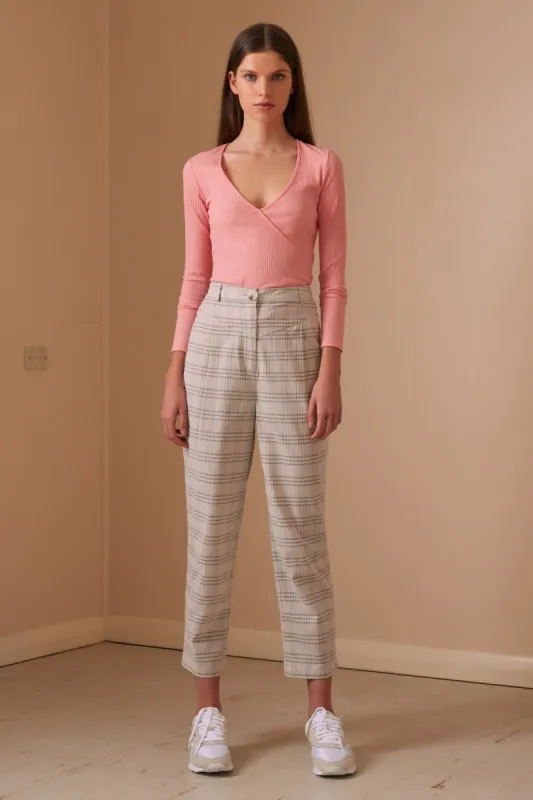 VIOLET CHECK PANT sand sold by The Fifth Label