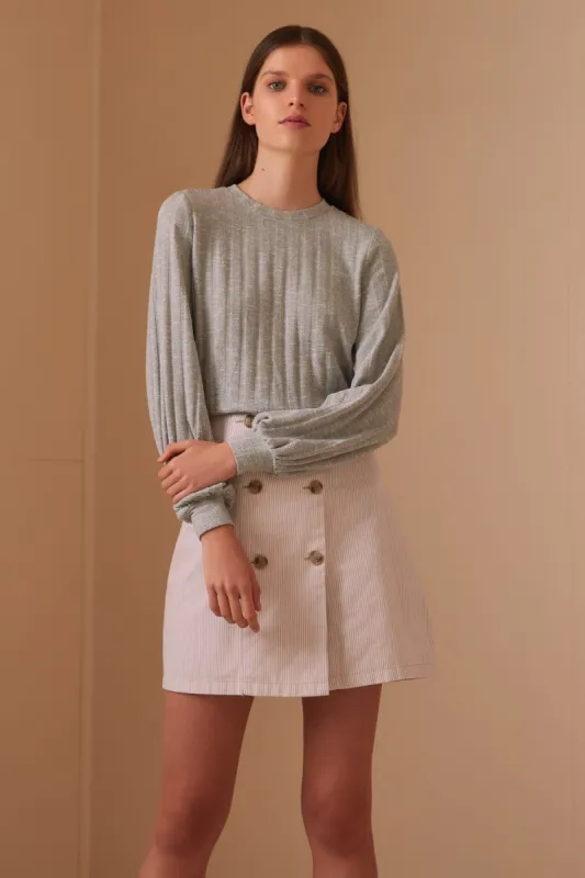 JASMINE LONG SLEEVE TOP grey marle sold by The Fifth Label