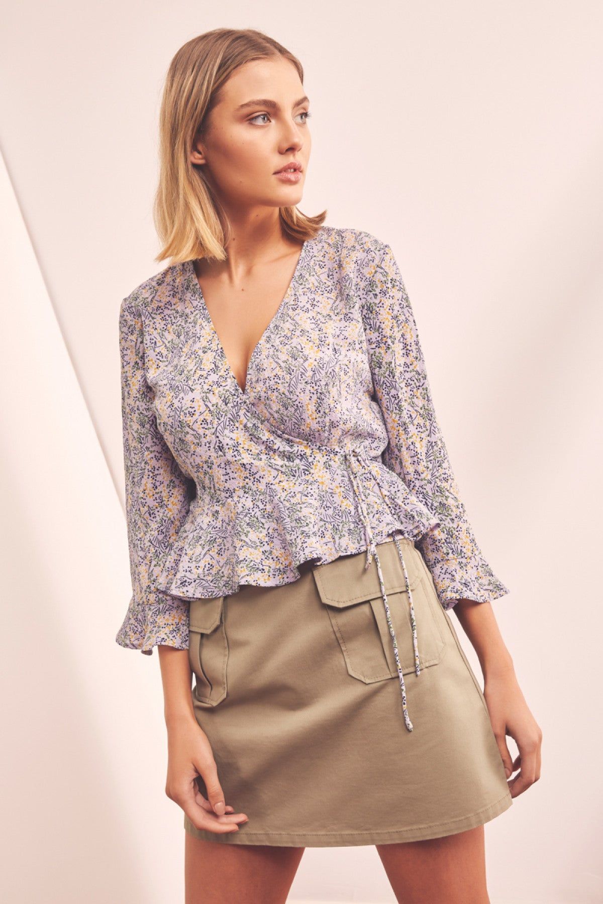 TOUR WRAP TOP lavender field sold by The Fifth Label