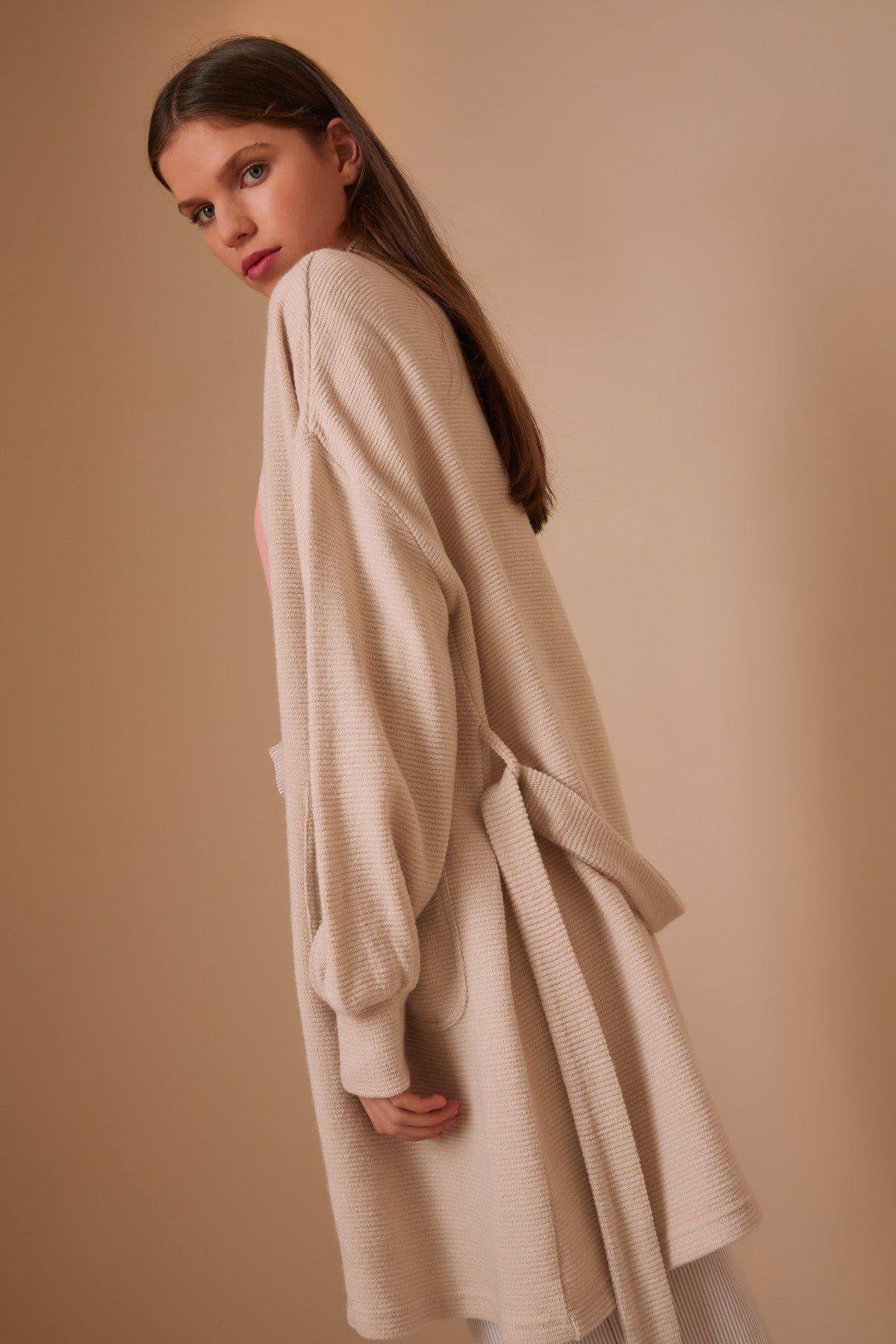 PIPPA LONG SLEEVE CARDIGAN oatmeal sold by The Fifth Label product image thumbnail 3