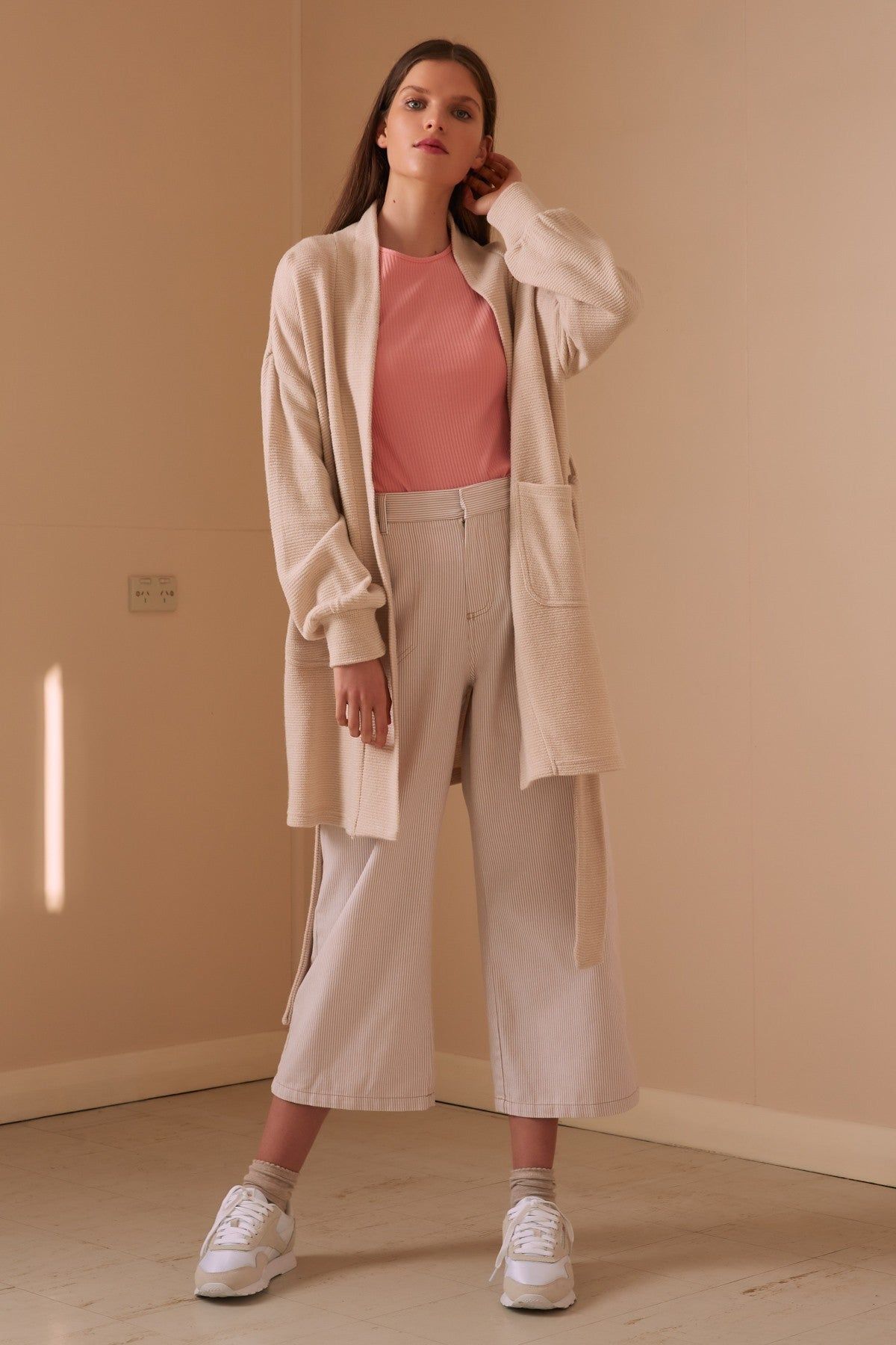 PIPPA LONG SLEEVE CARDIGAN oatmeal sold by The Fifth Label product image thumbnail 2