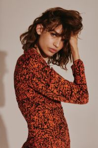 TRIO LONG SLEEVE TOP red w black snake sold by The Fifth Label