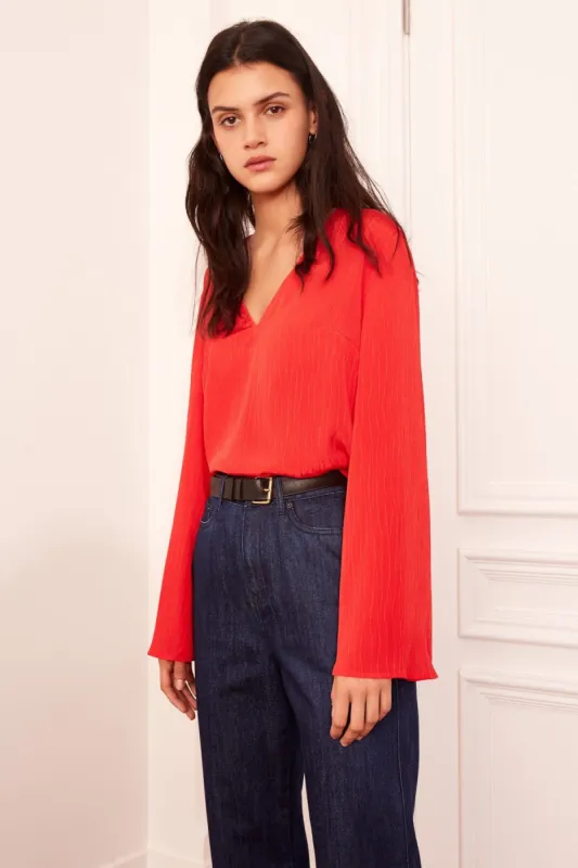 GILDED LONG SLEEVE TOP scarlet sold by The Fifth Label
