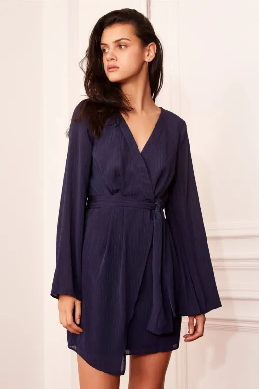 GILDED LONG SLEEVE DRESS navy sold by The Fifth Label
