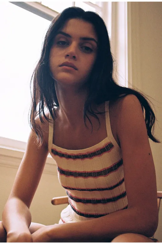 GRAVITATION STRIPE TOP ivory w navy sold by The Fifth Label