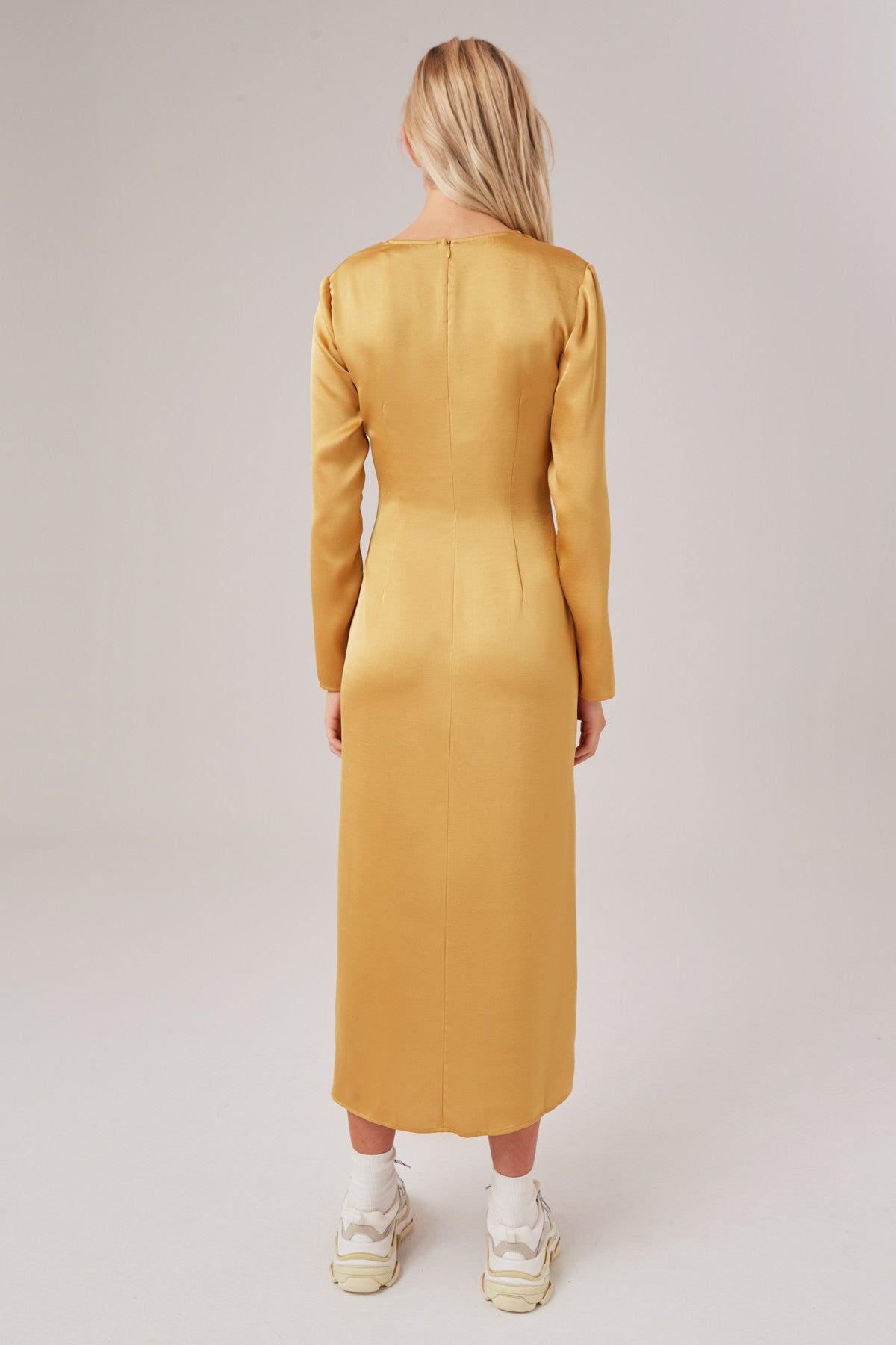 POPULATION LONG SLEEVE DRESS golden yellow sold by The Fifth Label product image thumbnail 4