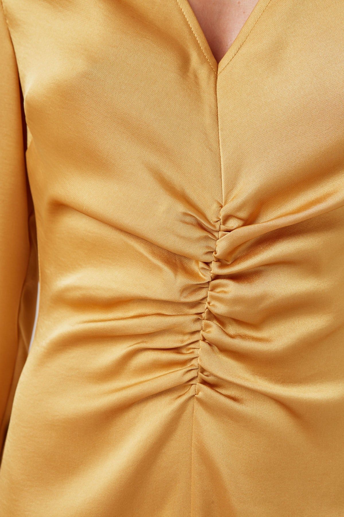 POPULATION LONG SLEEVE DRESS golden yellow sold by The Fifth Label product image thumbnail 3