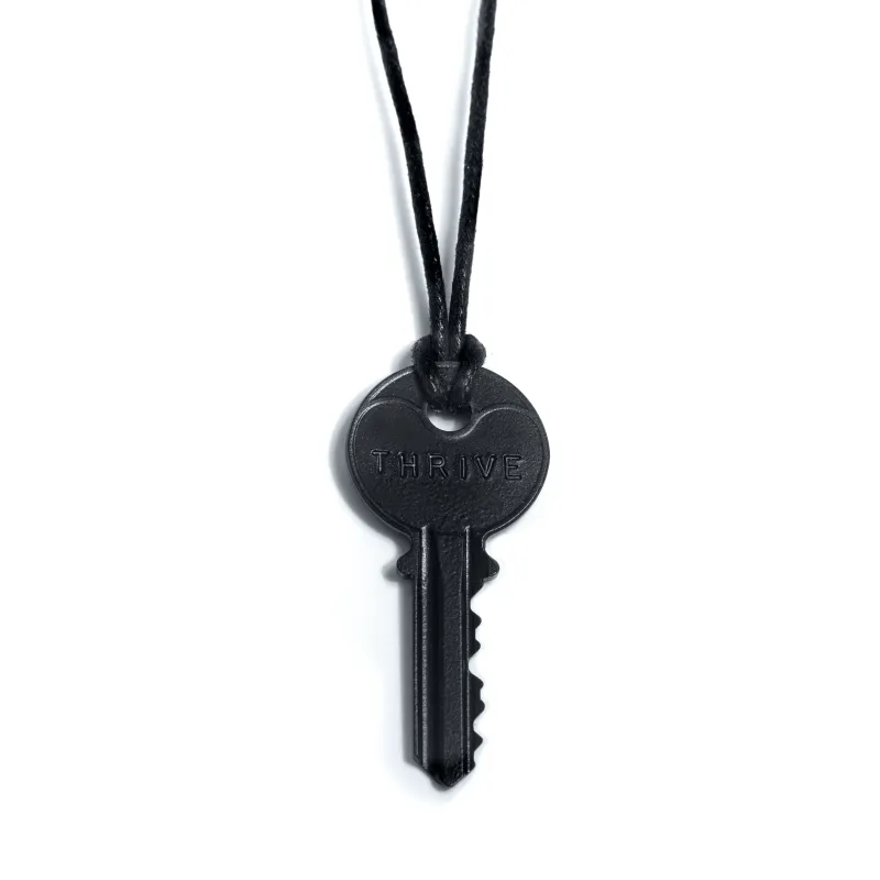 Matte Black Classic Key Black Cord Necklace sold by The Giving Keys