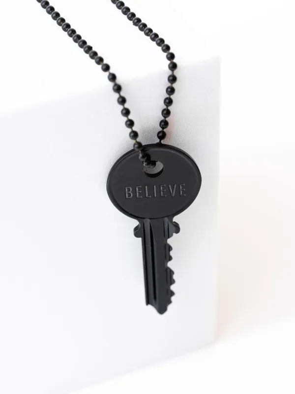 Matte Black Classic Key Ball Chain Necklace sold by The Giving Keys