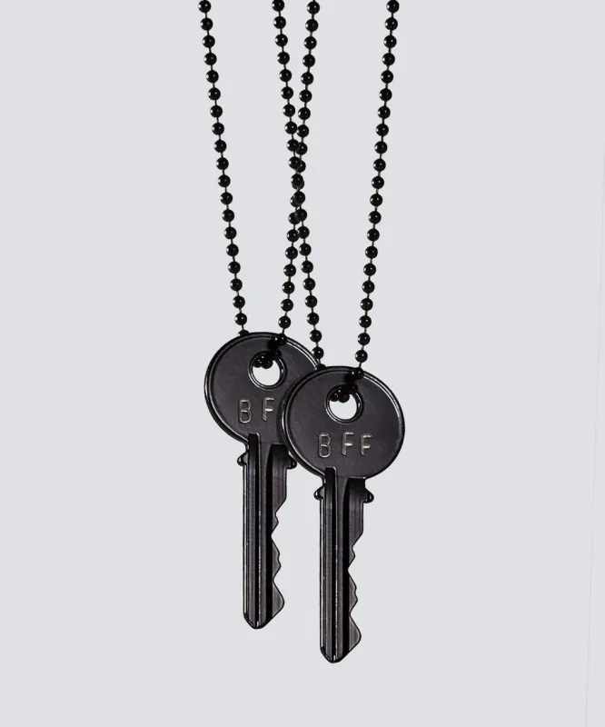 Best Friend Matte Black Key Necklace Set sold by The Giving Keys