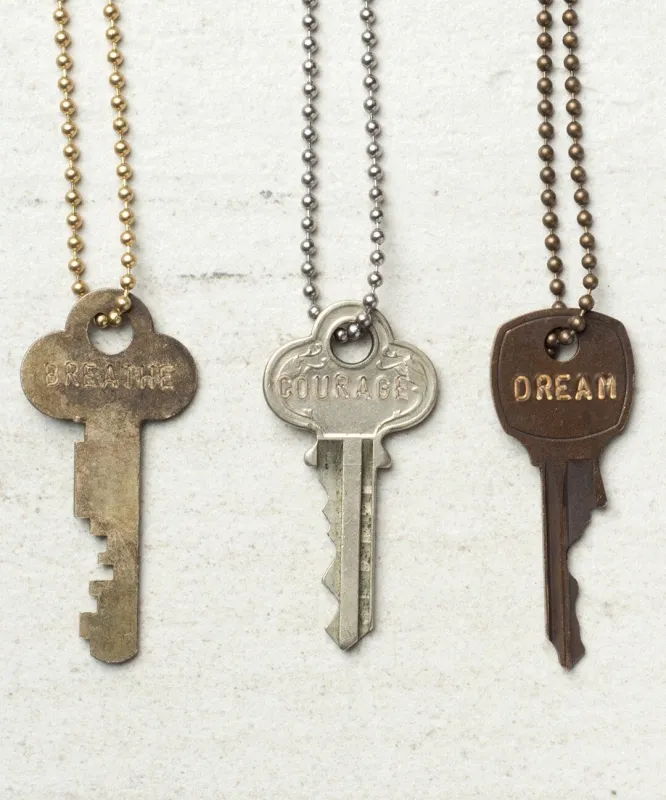 Mystery Word Vintage Key Necklace made by The Giving Keys