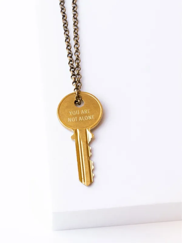 YOU ARE NOT ALONE Classic Key Necklace sold by The Giving Keys