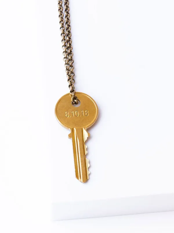 Sobriety Date Anniversary Classic Key Necklace sold by The Giving Keys