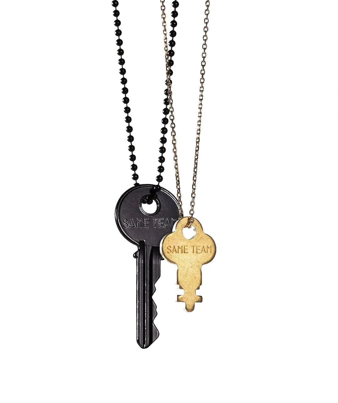 SAME TEAM Matte Black + Gold Dainty Key Necklace Set sold by The Giving Keys product image thumbnail 3