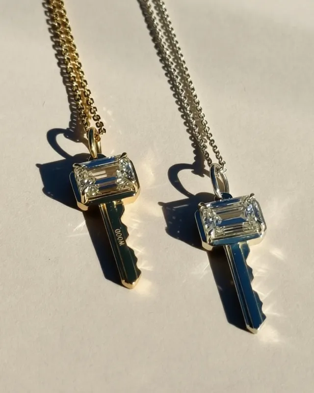 14k Gold Diamond Unlocked Key Pendant sold by The Giving Keys