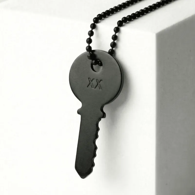 Atticus Matte Black Classic Key Ball Chain Necklace made by The Giving Keys