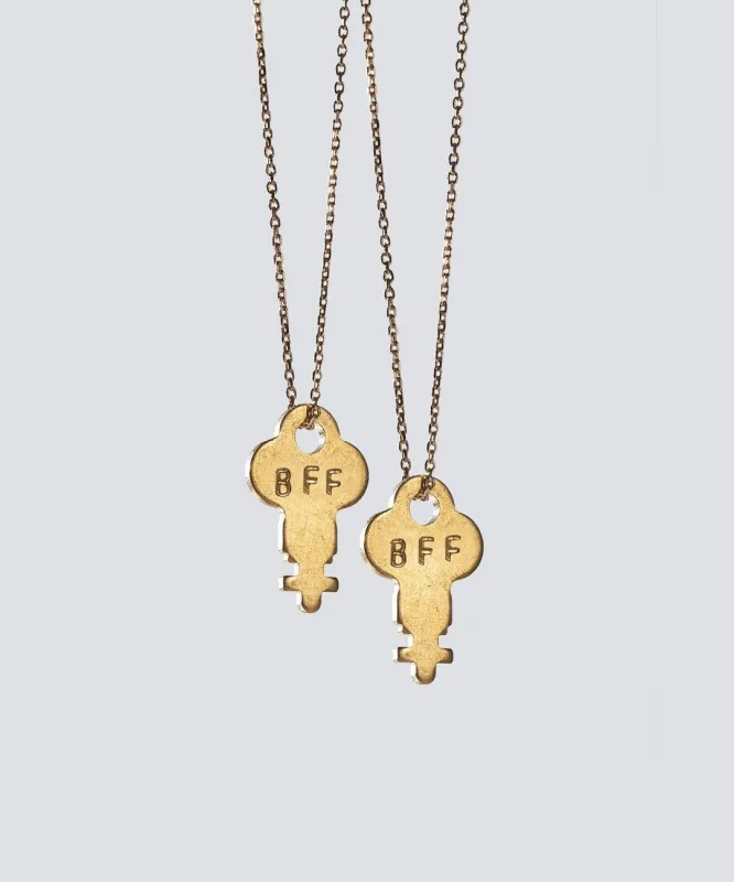 Best Friend Gold Dainty Key Necklace Set (2) made by The Giving Keys