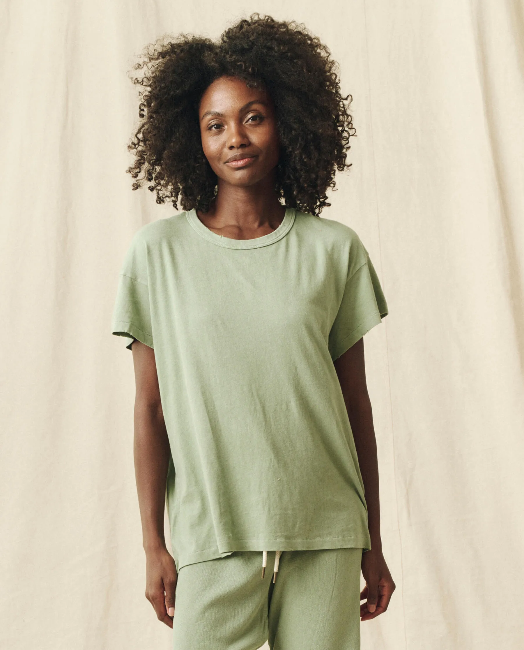 The Boxy Crew. Solid -- Pistachio sold by THE GREAT.