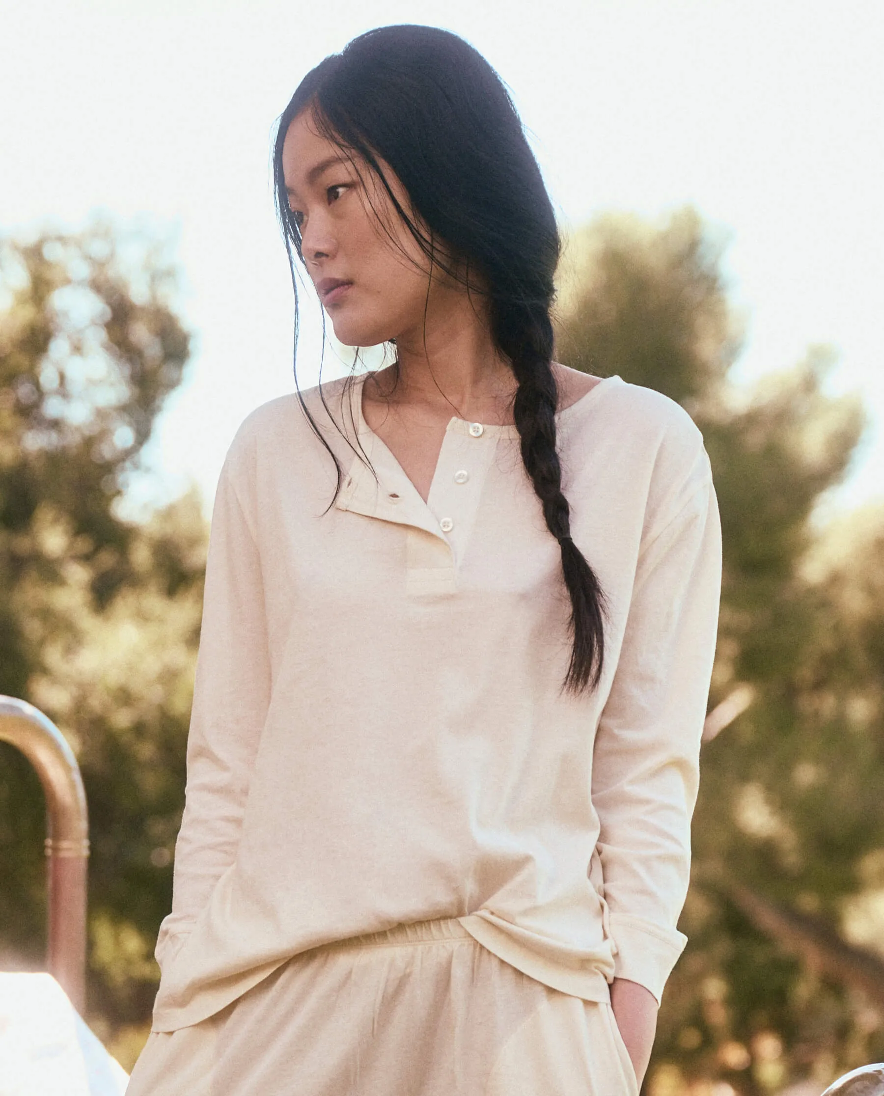 The Sleep Henley. -- Washed White sold by THE GREAT. product image thumbnail 4