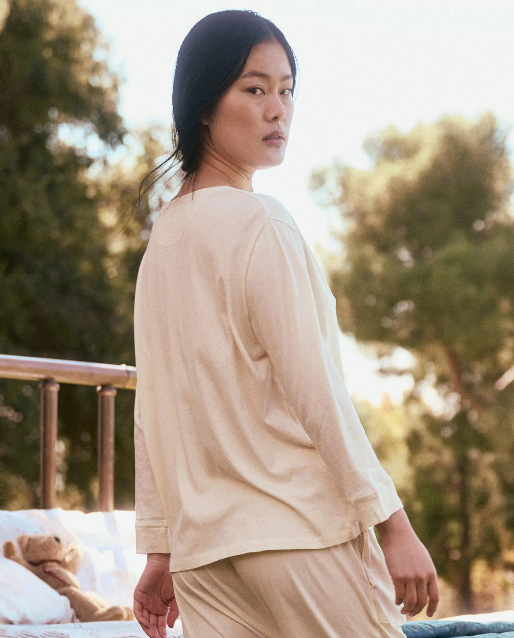 The Sleep Henley. -- Washed White sold by THE GREAT. product image thumbnail 5