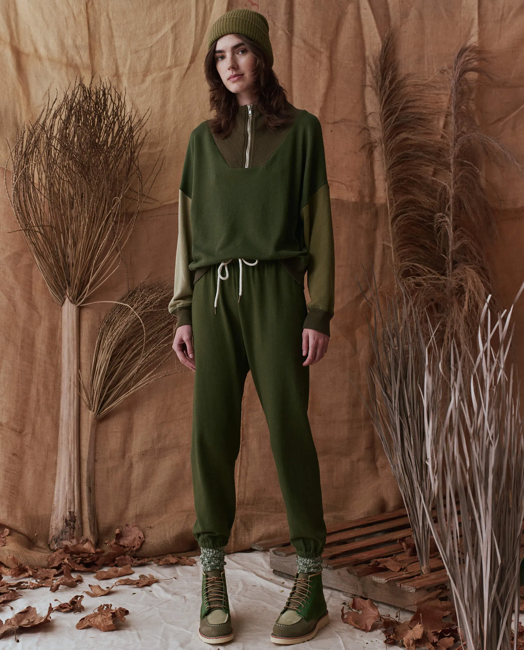 The Stadium Sweatpant. Solid -- Army Green sold by THE GREAT. product image thumbnail 3