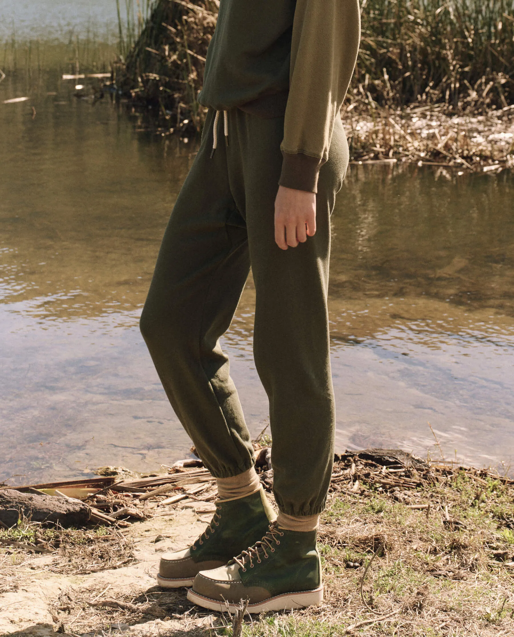 The Stadium Sweatpant. Solid -- Army Green sold by THE GREAT. product image thumbnail 4