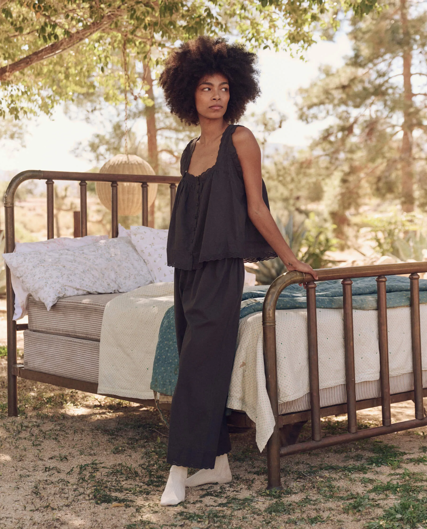 The Eyelet Tank. -- Black sold by THE GREAT. product image thumbnail 4